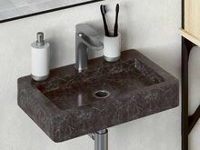 vidaXL seinale kinnitatav valamu, must, 38x24x6,5 cm, marmor