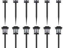 Päikesepatareiga õue LED-lambi komplekt 12 tk jalaga 8,6 x 8,6 x 38 cm