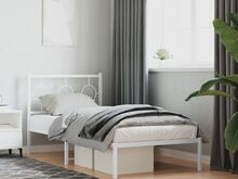 vidaXL metallist voodiraam peatsiga, valge, 90 x 200 cm