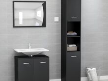 vidaXL 3-osaline vannitoamööbli komplekt, must, puitlaastplaat