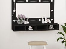 vidaXL peegelkapp LEDiga, must, 90 x 31,5 x 62 cm