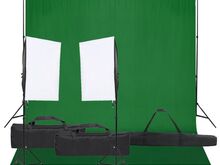 vidaXL fotostuudio komplekt valgustuse ja taustapildiga