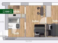 soodne sisustatud 2-toaline korter