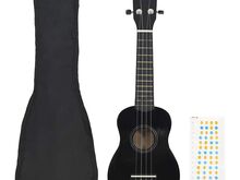 vidaXL sopran ukulele komplekt kotiga lastele must 21