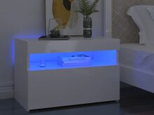 vidaXL öökapp ja LED-tuled 2 tk, kõrgläikega valge, 60 x 35 x 40 cm