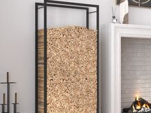 vidaXL küttepuude rest, mattmust, 80x28x154 cm, teras