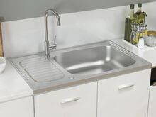 vidaXL valamu äravoolukomplekt, hõbe, 800x500x155 mm, roostevaba teras