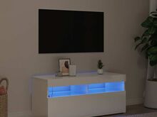 vidaXL telerialus LED-tuledega, kõrgläikega valge, 90 x 35 x 40 cm