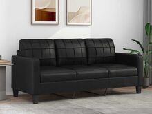 vidaXL kolmekohaline diivan, must, 180 cm, kunstnahk