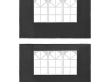 vidaXL peotelgi külgseinad 2 tk, aknaga, PE, antratsiithall
