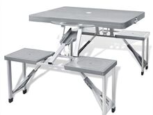 Kokkupandav alumiiniumist matkakomplekt laud + 4 tooli hall