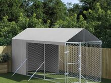 vidaXL katusega koeraaedik, hõbedane, 2x6x2,5 m, tsingitud teras