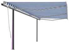 vidaXL käsitsi sissetõmmatav varikatus, 6x3 m, sinine/valge