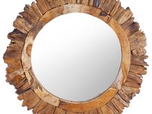 vidaXL seinapeegel, 60 cm, tiikpuu, ümmargune