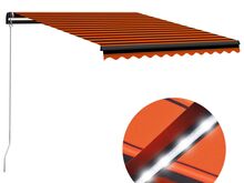 vidaXL käsitsi sissetõmmatav varikatus LED 300 x 250 cm oranž ja pruun