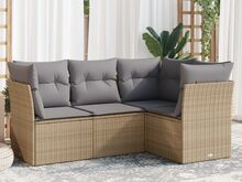 vidaXL 4-osaline aiadiivani komplekt patjadega, beež, polürotang