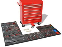 vidaXL töökoja tööriistakäru 1125 tööriistaga, terasest, punane