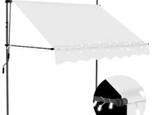 vidaXL käsitsi sissetõmmatav varikatus, LED, 150 cm, kreemjasvalge