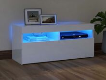 vidaXL telerialus LED-tuledega, kõrgläikega valge, 90 x 35 x 40 cm