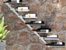 vidaXL seinale kinnitatav veiniriiul 7 pudelile, valge metall