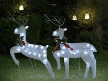 vidaXL jõulu põhjapõdrad 2 tk valge, 40 LEDi