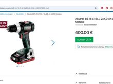 METABO BS18V BL, 2 АККУМУЛЯТОРА LIHD 4.0 АЧ, ЗАРЯДНОЕ УСТРОЙСТВО