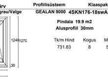 3x klaaspaketiga PVC aknad (GEALAN 9000 profiil)