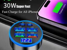 Auto telefoni laadija 2PD 4USB 6 ports USB-C
