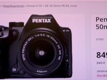 Pentax peegelkaamera K -70 + DA 18x55
