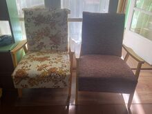 Vintage mööblikomplekt - 2 tooli + kolmnurkne laud