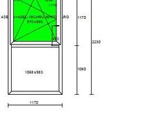 Aken 1170x2230 2tk, PVC, pos nr 15