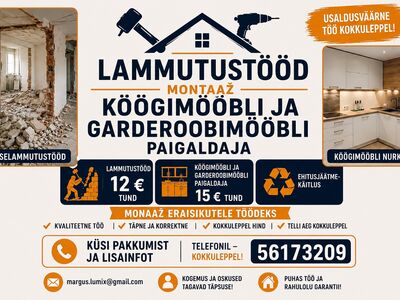 Lammutustööd ja mööblipaigaldaja
