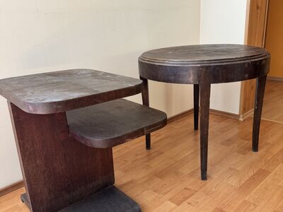 Vintage Art Deco stiilis puidust lauad – 2 tk