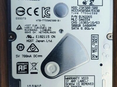 Kõvaketas Hitachi/HGST 500 GB 2.5" 5400 rpm SATA 6