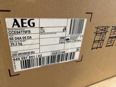AEG CCE84779FB induktsioonpliit + õhupuhasti (UUS)
