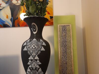 Marokost toodud suur hõbedane vaas, 60 cm