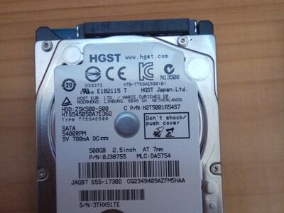 500GB HGST HDD SATA 2.5 SÜLEARVUTI KÕVAKETTAS