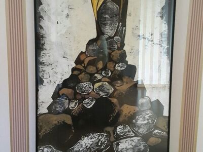 Akvarell "Vares kivihunnikul"