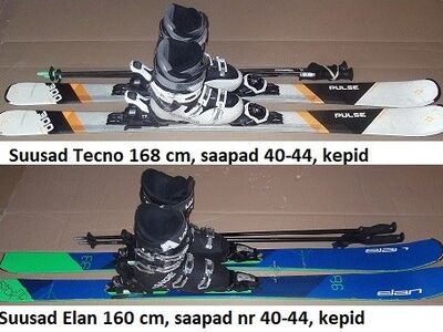 Mäesuusad 160 cm, 168 cm, mäesuusasaapad 40-44