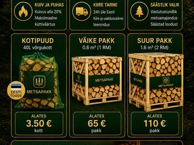 Kuivad küttepuud otse tootjalt | Metsapakk.ee