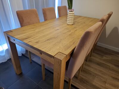 Tammepuidust söögilaud 180x90 koos pikendustega