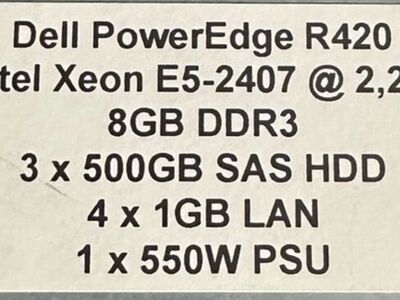 Dell PowerEdge R420 (2x Xeon, 3x 500GB HDD) server