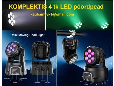 4 7-LED 7x12W RGBW LIIKUVPEAD DMX, komplekt
