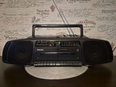 Philips 80s boombox/raadio/cd/duubelkassettmakk