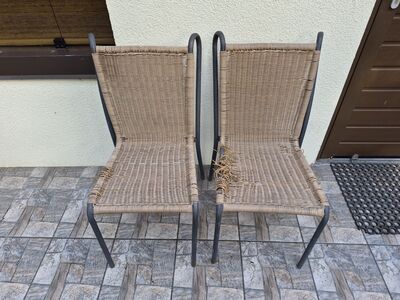 Retro punutud istmega metall aia toolid 2tk