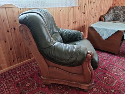Nahast tugitoolid tammepuiduga