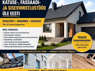 Katuse-, fassaadi- ja siseviimistlustööd üle Eesti