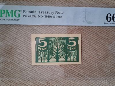 EW 5 penni 1919 PMG66