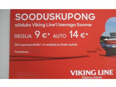 Vikingline sooduskaart koos autoga Soome laevale