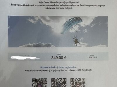 Langevarjuhüppe kinkekaart